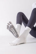 One Size Five-Toe Grip Yoga Crew Socks