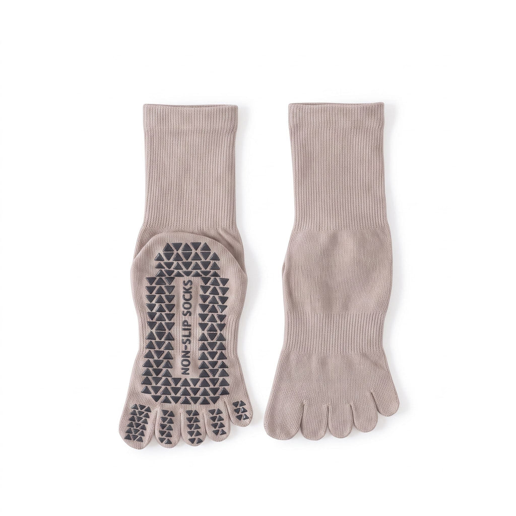 One Size Five-Toe Grip Yoga Crew Socks