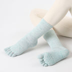 One Size Flecked Five-Toe Grip Yoga Crew Socks