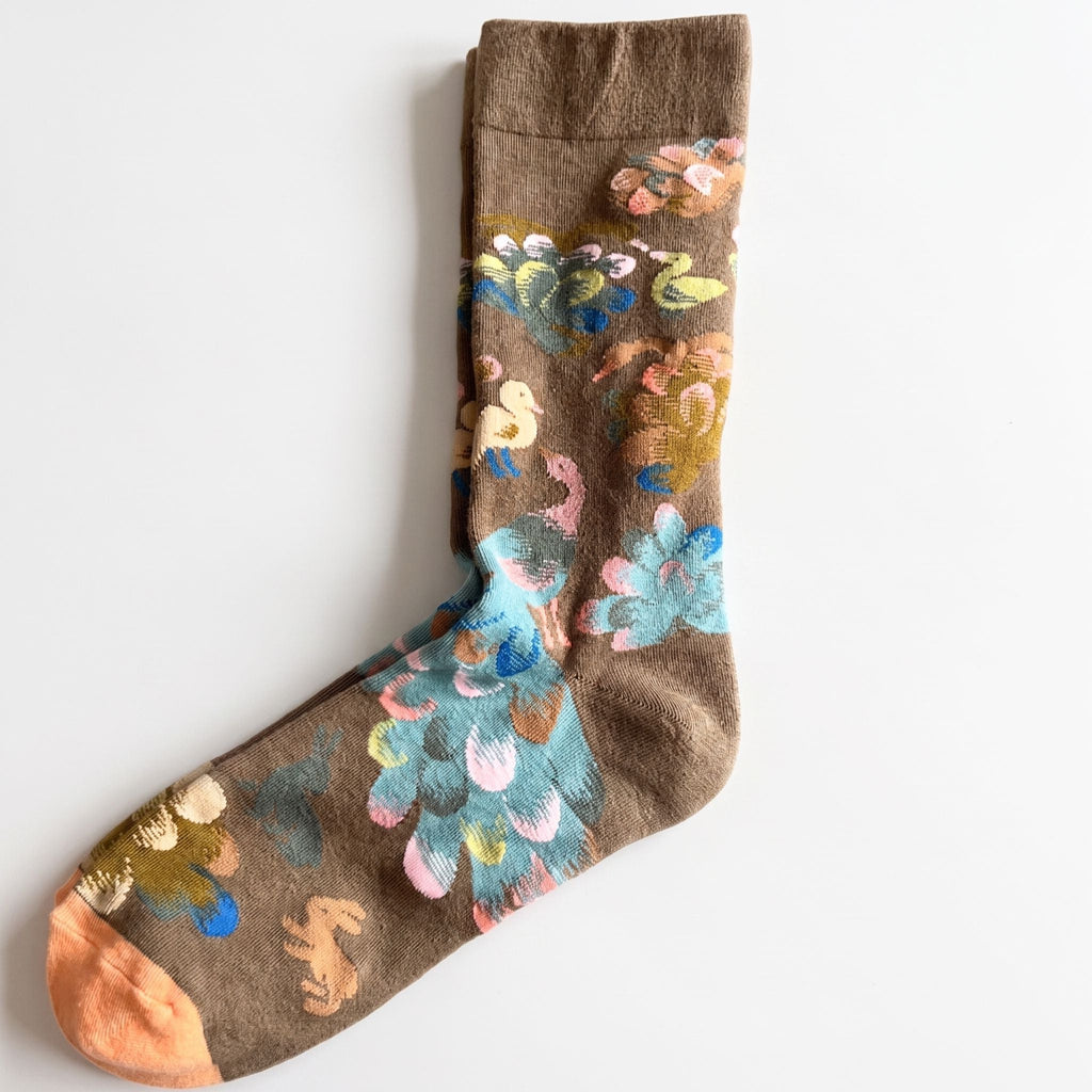 One Size Art Print Crew Socks