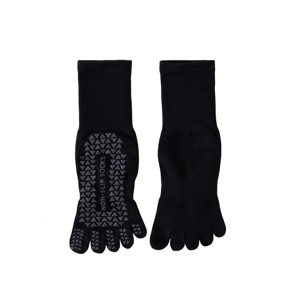 One Size Five-Toe Grip Yoga Crew Socks
