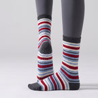 One Size Striped Knit Grip Yoga Crew Socks (2 Pairs)
