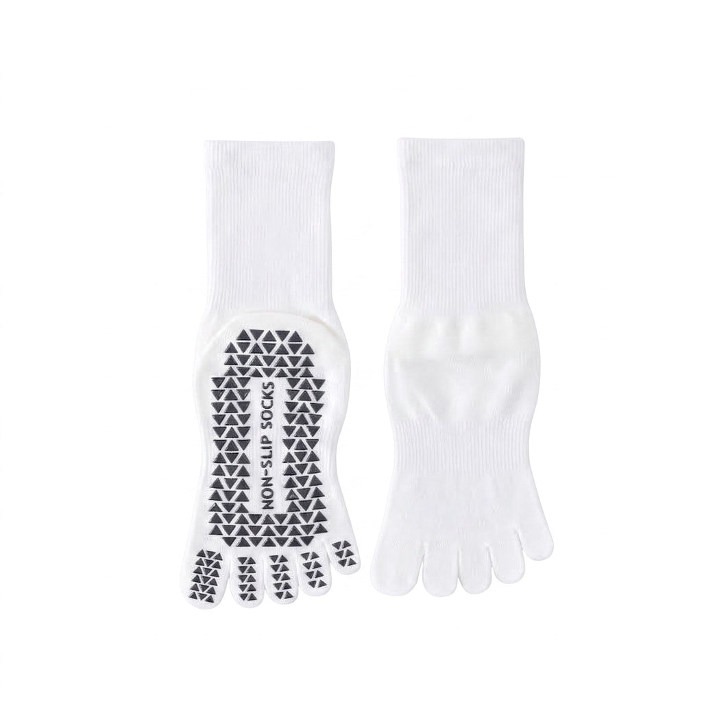 One Size Five-Toe Grip Yoga Crew Socks