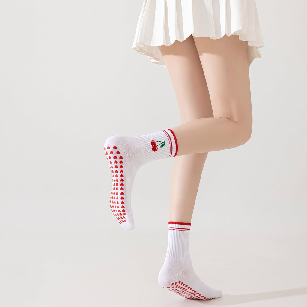 One Size Jacquard Knit Grip Yoga Crew Socks