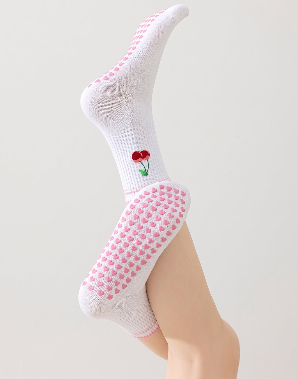One Size Jacquard Knit Grip Yoga Crew Socks