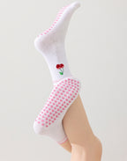 One Size Jacquard Knit Grip Yoga Crew Socks