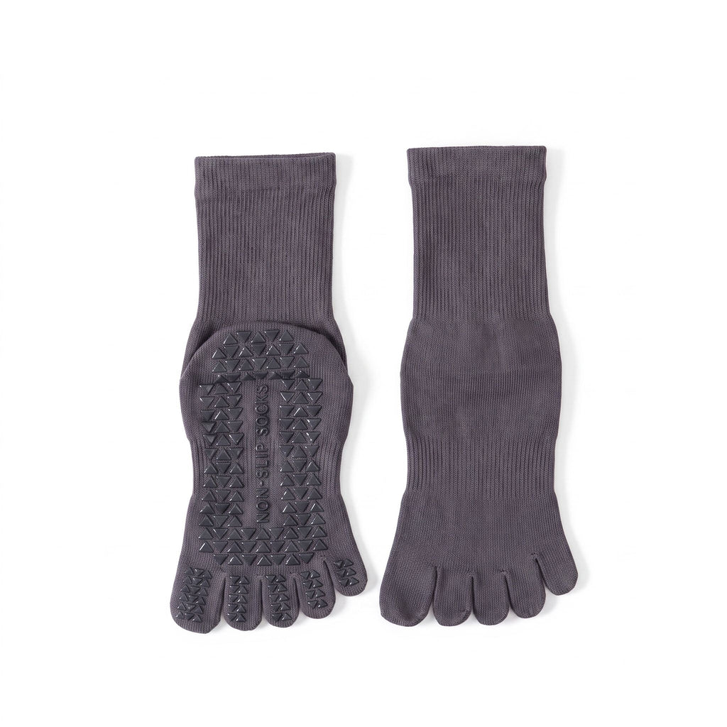 One Size Five-Toe Grip Yoga Crew Socks