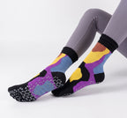 One Size Colorblock Five-Toe Grip Yoga Crew Socks