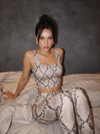 Neutral Python Print Bralette Set