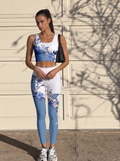 Blue Floral Gradient Sports Bra Set