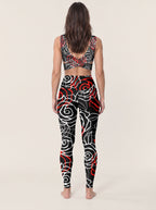 Red Rose Outline Sports Bra Set