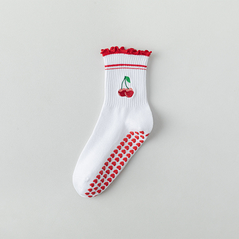 One Size Jacquard Knit Grip Yoga Crew Socks