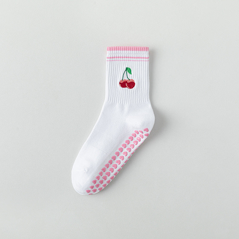 One Size Jacquard Knit Grip Yoga Crew Socks