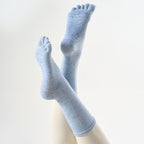 One Size Flecked Five-Toe Grip Yoga Crew Socks