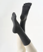 One Size Flecked Five-Toe Grip Yoga Crew Socks