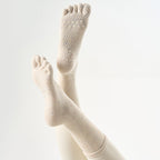 One Size Flecked Five-Toe Grip Yoga Crew Socks