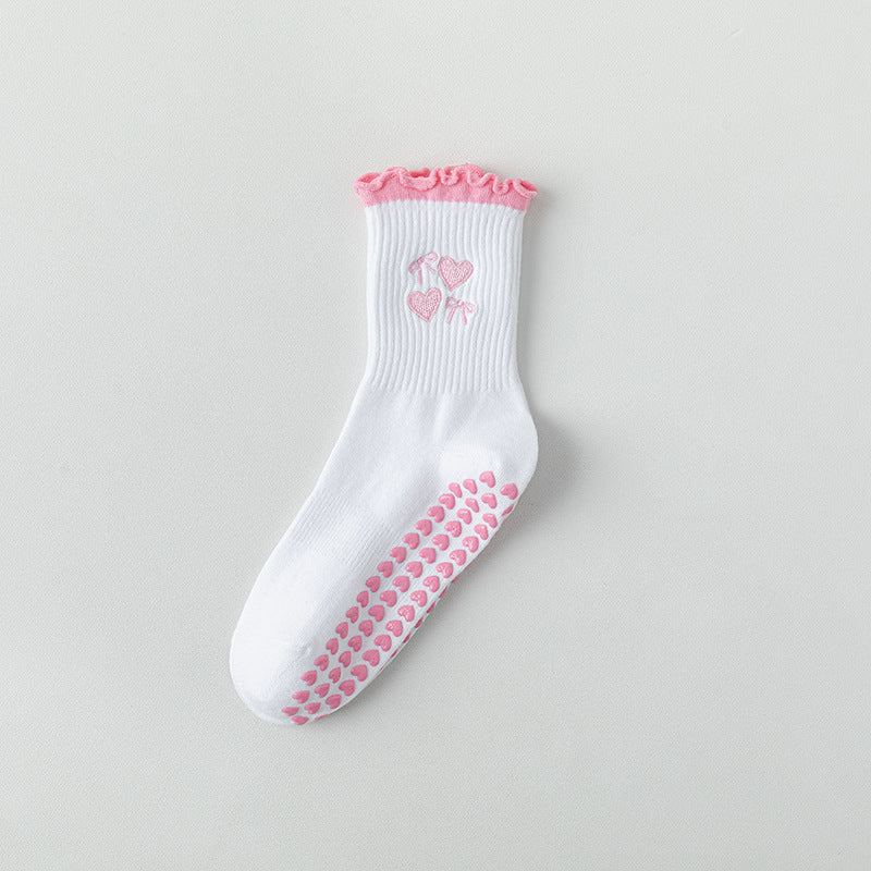 One Size Jacquard Knit Grip Yoga Crew Socks