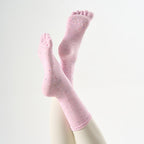 One Size Flecked Five-Toe Grip Yoga Crew Socks