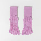 One Size Solid Five-Toe Grip Yoga Crew Socks