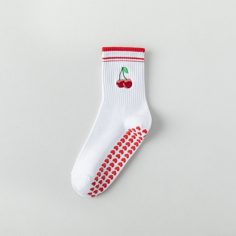 One Size Jacquard Knit Grip Yoga Crew Socks