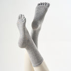 One Size Flecked Five-Toe Grip Yoga Crew Socks