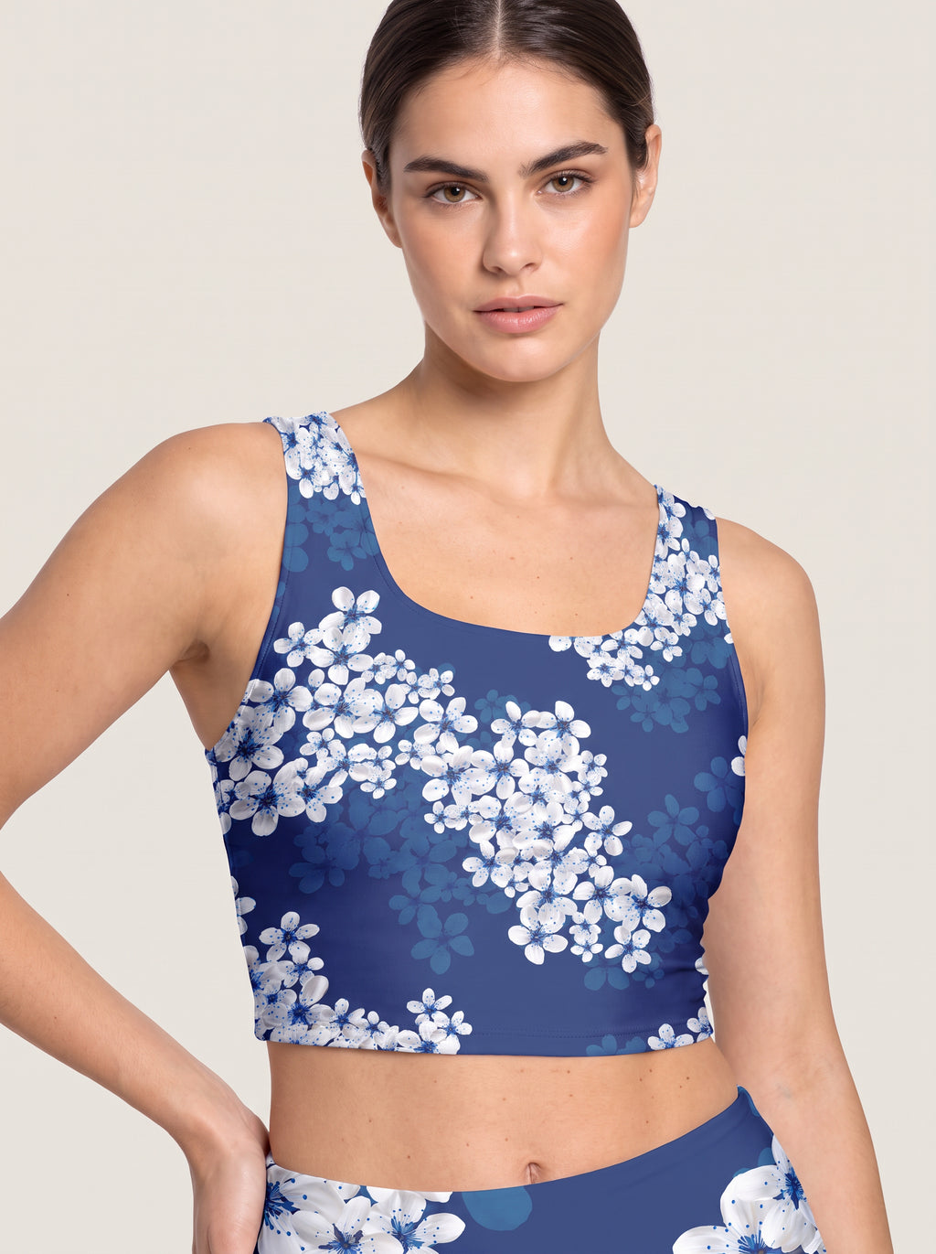 Blue Blossom Night Sports Bra Set