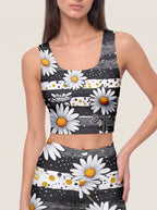 Graphic Daisy Stripe Sports Bra Set