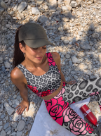 Gray Rose Leopard Sports Bra Set