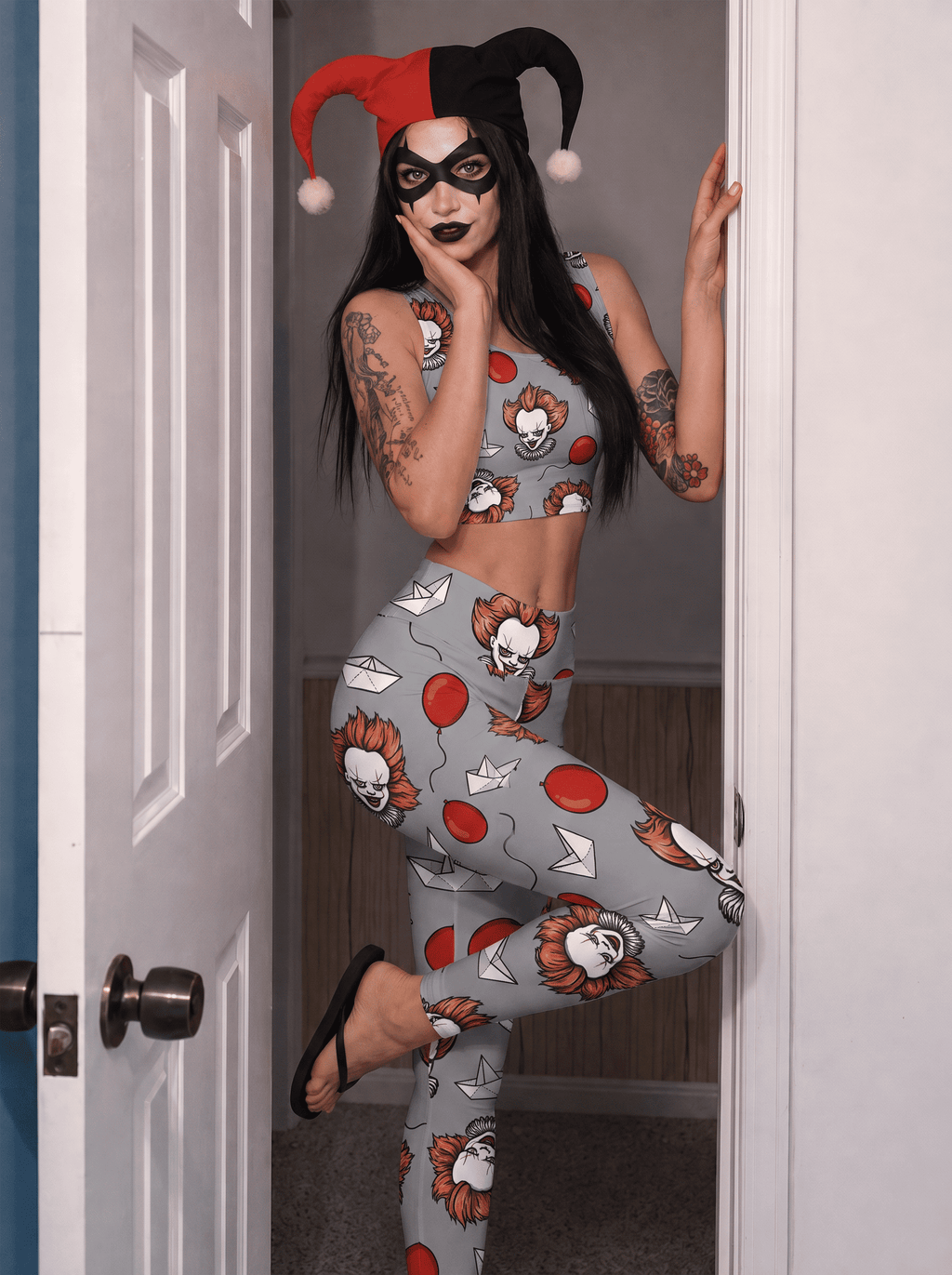 Creepy Clown Balloon Sports Bra Set
