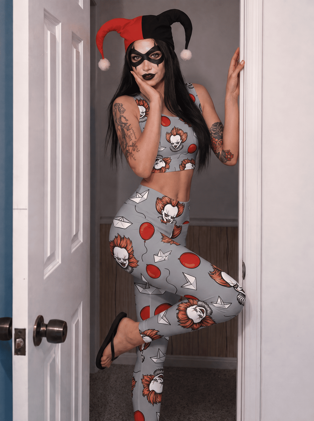 Creepy Clown Balloon Sports Bra Set