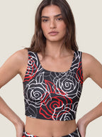 Red Rose Outline Sports Bra Set