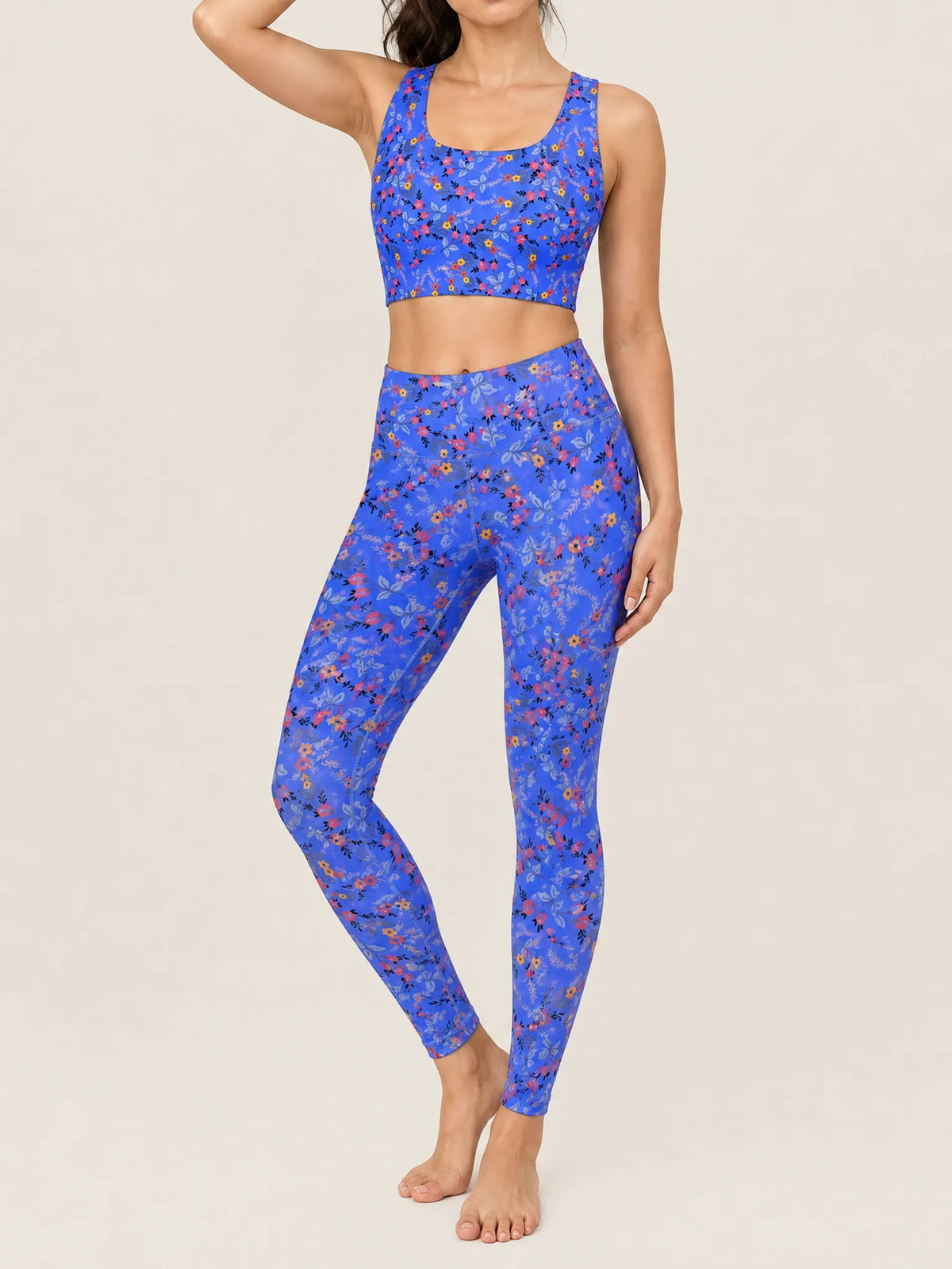 Blue Meadow Longline Sports Bra Set