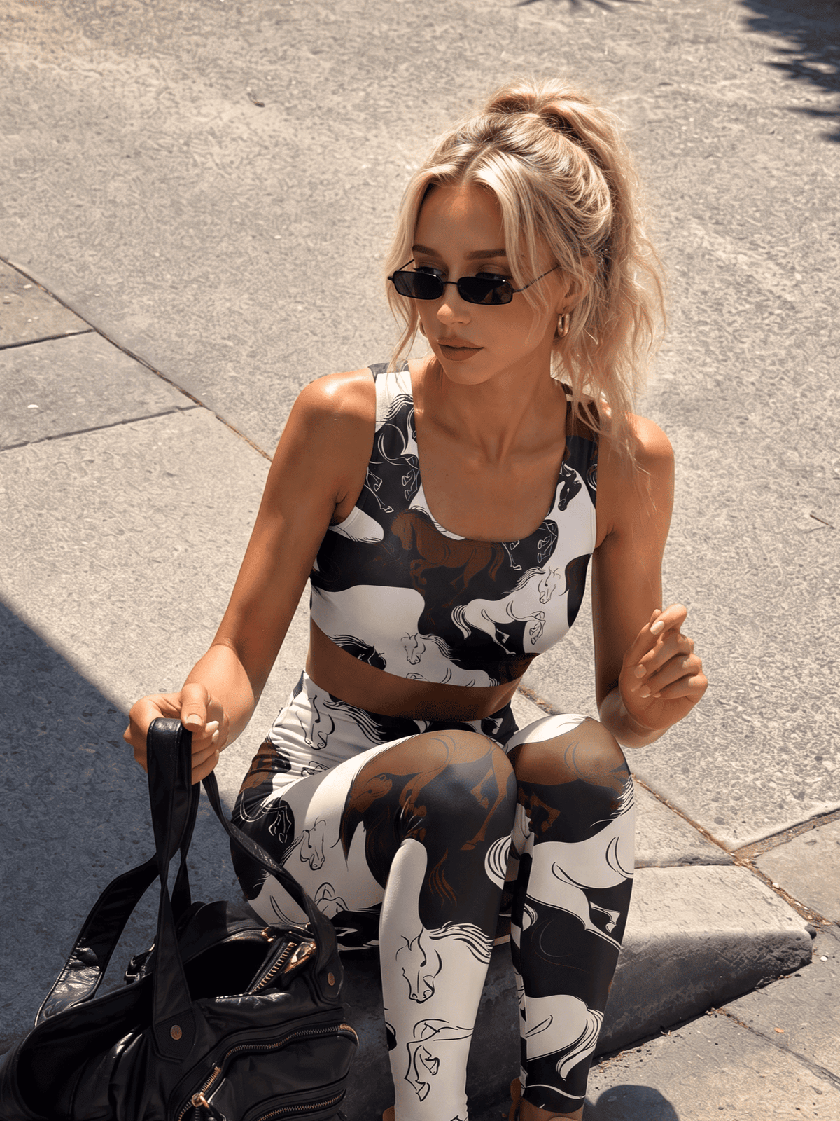 Wild Stallion Sketch Longline Sports Bra Set