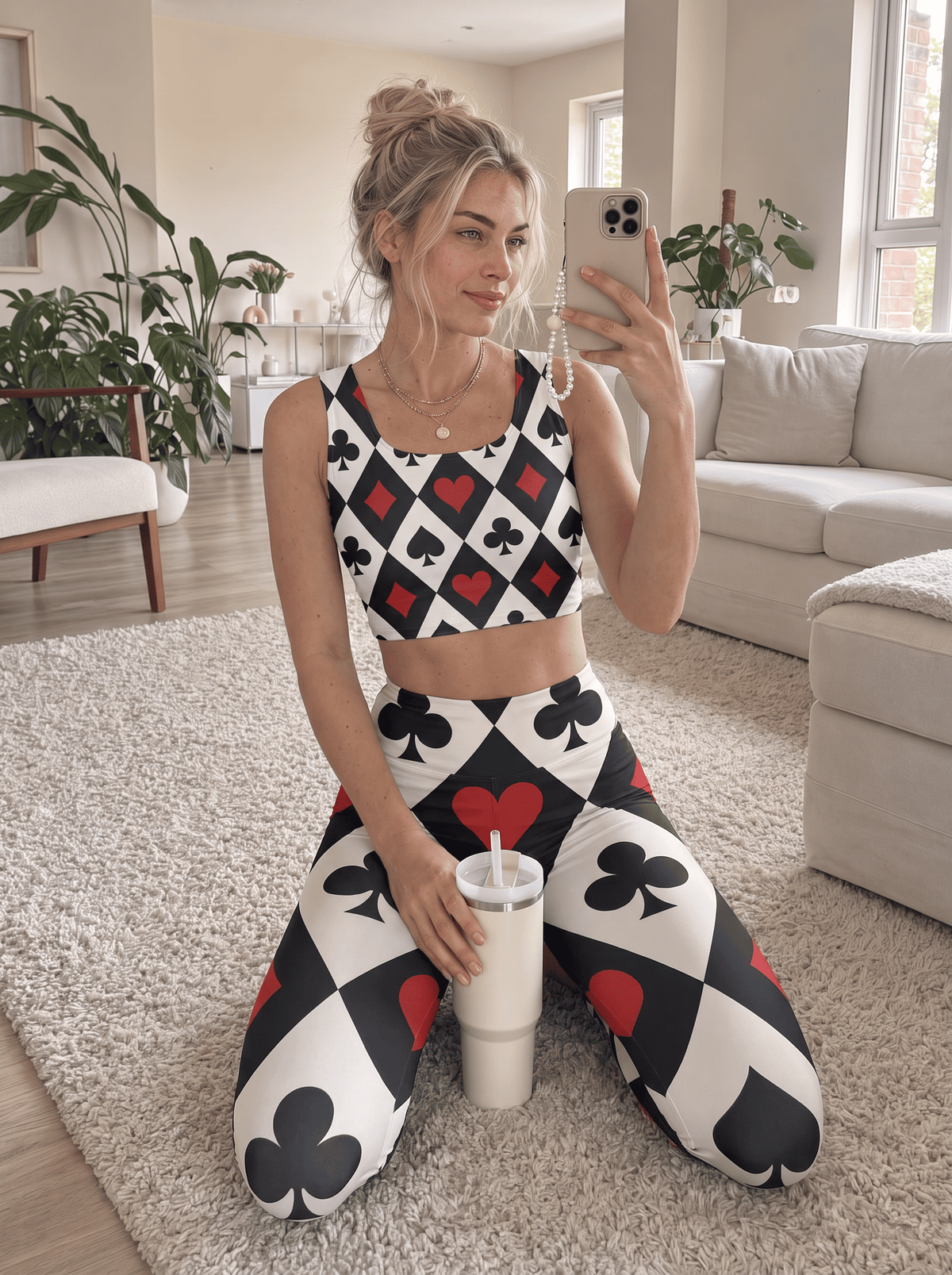 Card Suit Harlequin High-Rise Leggings Set