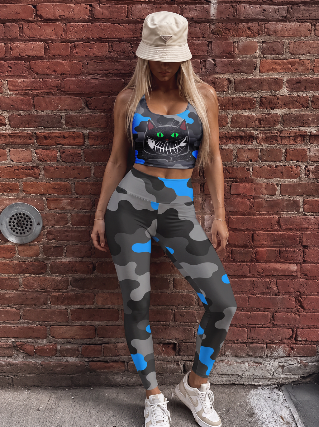 Black Cat Camo Sports Bra Set