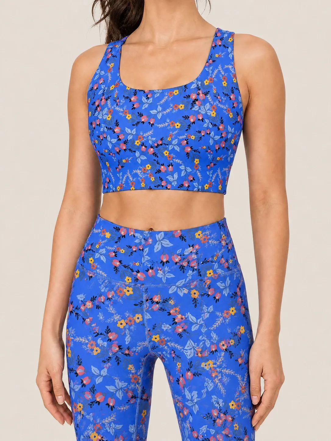 Blue Meadow Longline Sports Bra Set