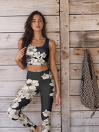 Monochrome Orchid Floral Sports Bra Set
