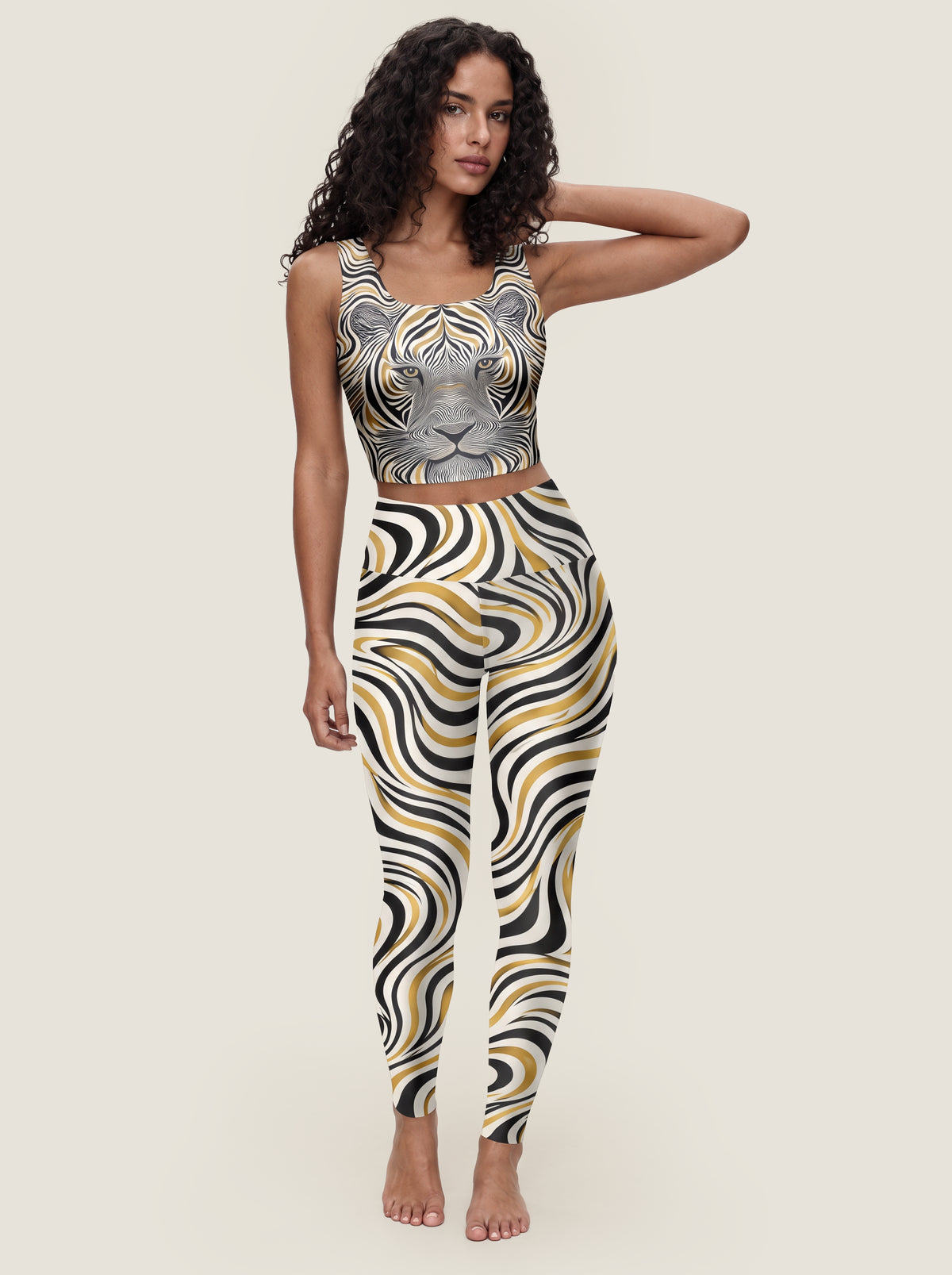 Tiger Stripe Graphic Sports Bra Set