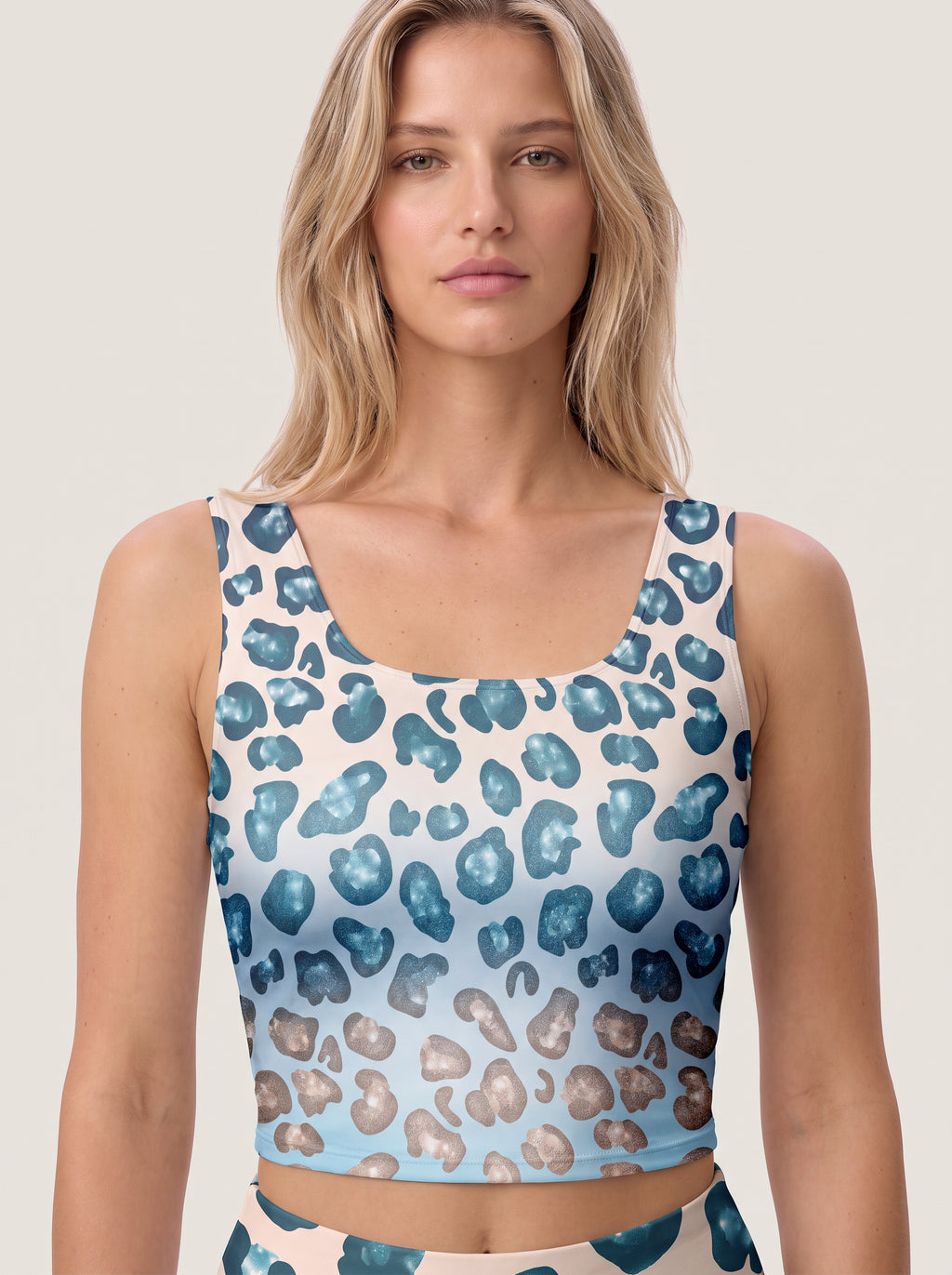 Blue Gradient Leopard Sports Bra Set