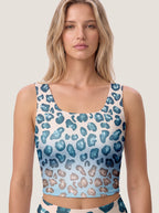 Blue Gradient Leopard Sports Bra Set