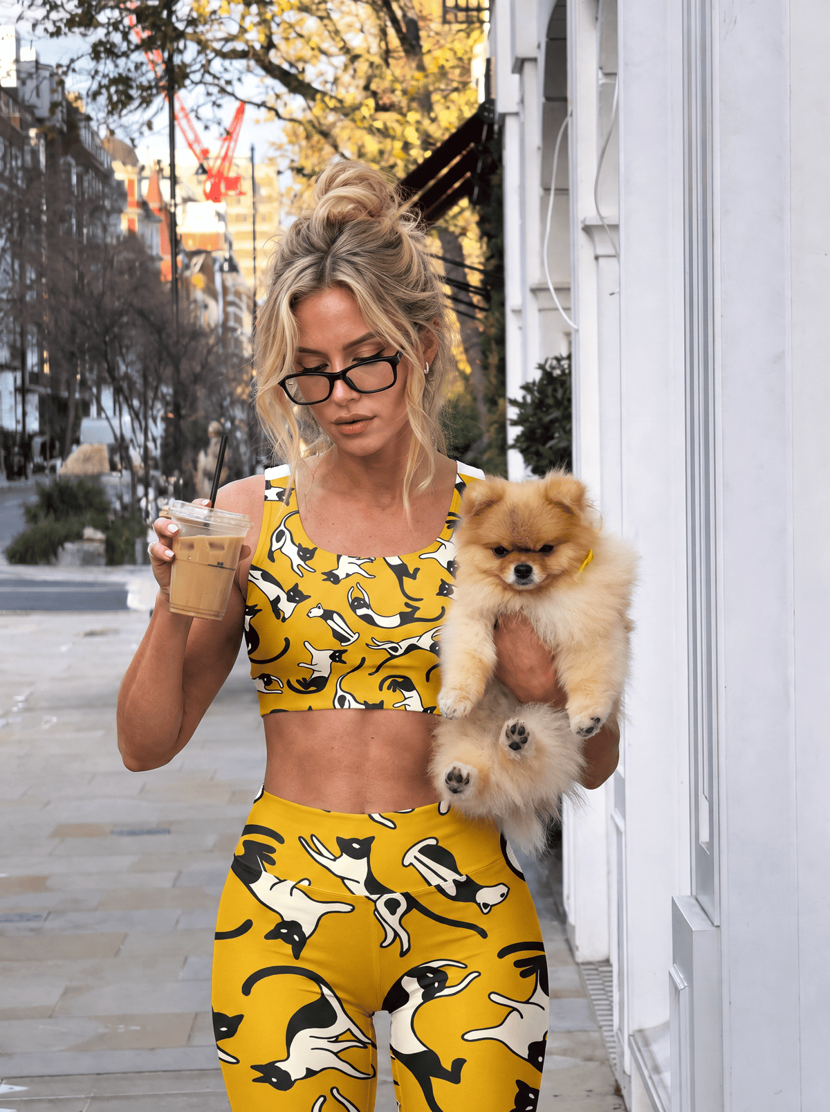 Mustard Cat Parade Longline Sports Bra Set