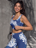 Blue Blossom Night Sports Bra Set